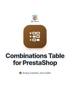 Combinations Table for PrestaShop: Quick Order by Size and Color