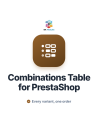 Combinations Table for PrestaShop: size and colour matrix with quantities and the order total
