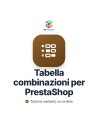 Tabella delle combinazioni per PrestaShop: matrice taglia e colore con quantità e totale dell’ordine