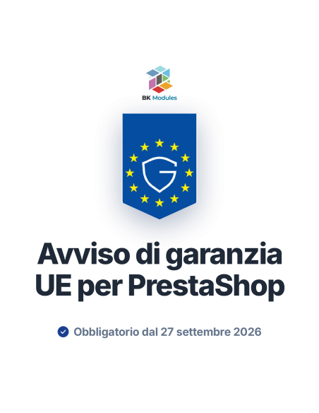 Modulo di avviso di garanzia UE per PrestaShop