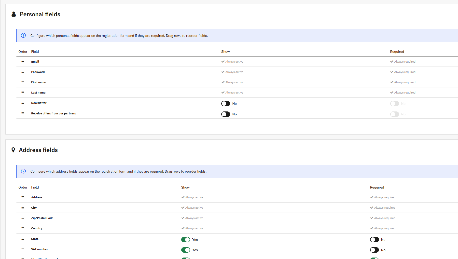 Fields Configuration